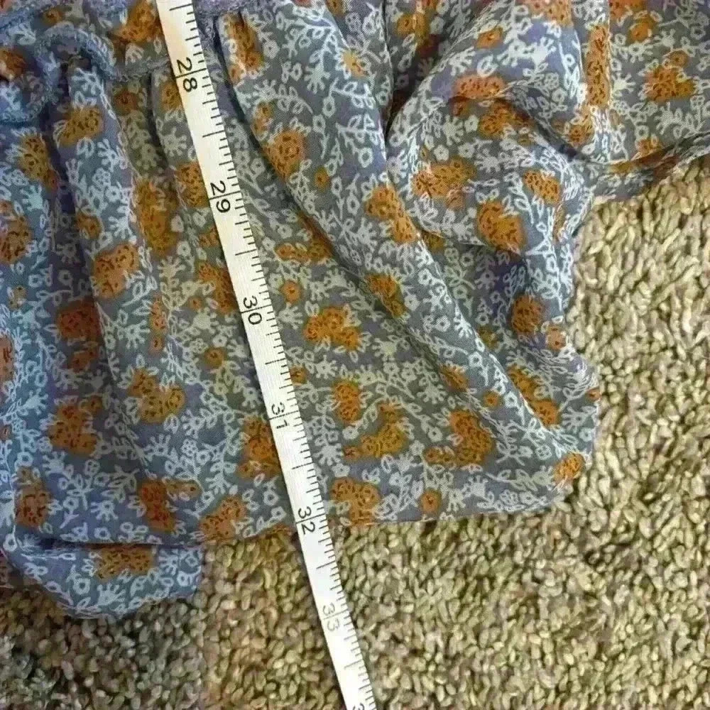 Ditsy Floral Long Sleeve Cut Outs Blue Orange Dress Ruffles Size Small - Picture 8 of 11